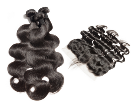 LUXURY 3 BODY WAVE BUNDLES WITH lACE FRONTAL - vickyboateng