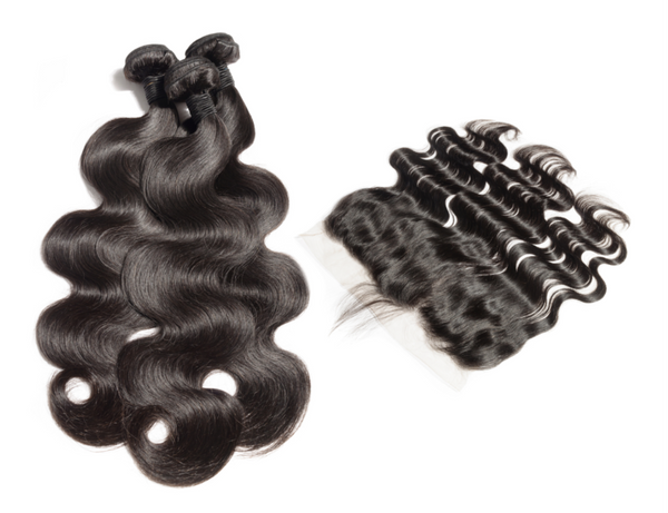 LUXURY 3 BODY WAVE BUNDLES WITH lACE FRONTAL